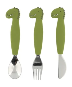 Trixie Kinderbesteck mit Silikongriff 3teilig (12m+) | Dino