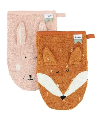 Trixie Waschhandschuh klein 2er Set | Hase und Fuchs