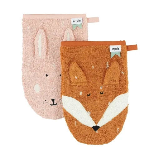 Trixie Waschhandschuh klein 2er Set | Hase und Fuchs