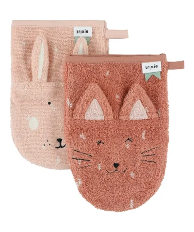 Trixie Waschhandschuh klein 2er Set | Katze und Hase