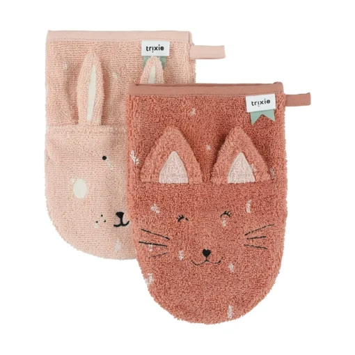 Trixie Waschhandschuh klein 2er Set | Katze und Hase