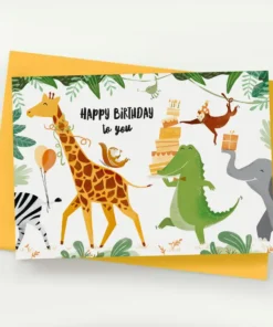 VIERUNDFÜNFZIG Klappkarte | Happy Birthday Dschungelparade