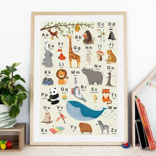 VIERUNDFÜNFZIG ABC Poster DIN B2 (50 x 70 cm) | Tier Alphabet