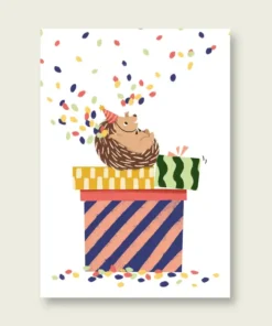VIERUNDFÜNFZIG Postkarte Geburtstag | Konfetti Igel