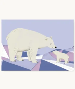 Alternative view of VIERUNDFÜNFZIG Postkarte | Eisbär mit Kind