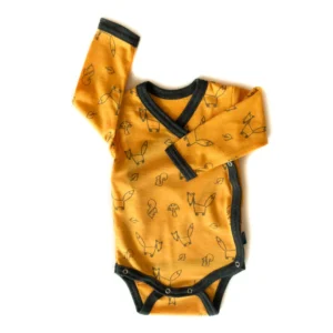 Glückskind Wickelbody Merinowolle & Seide (Bio/GOTS) | Fuchs gelb