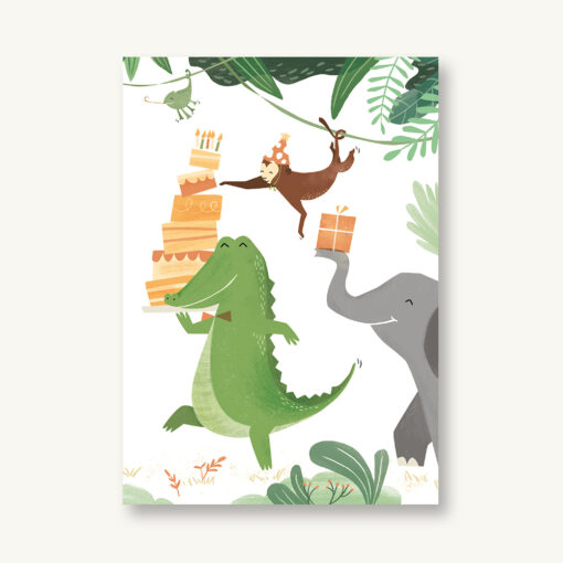 VIERUNDFÜNFZIG Postkarte | Happy Birthday Krokodil